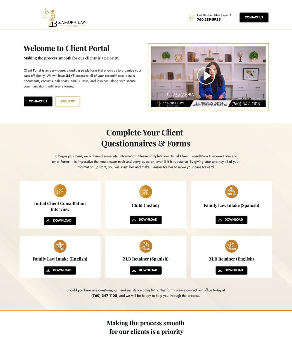 Client Portal Zamora Law Boutique